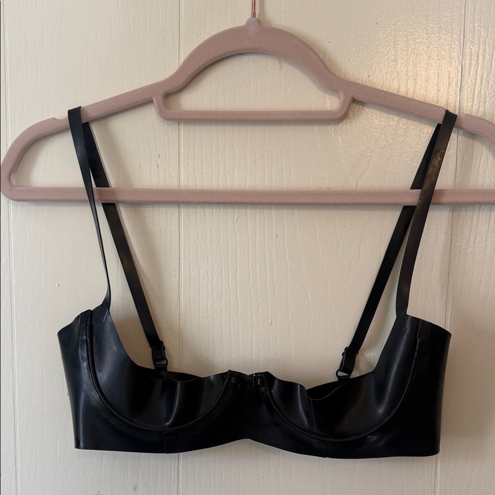 Black Women's Latex 1/2 Cup Bra w/ Bow Atsuko Kudo XS